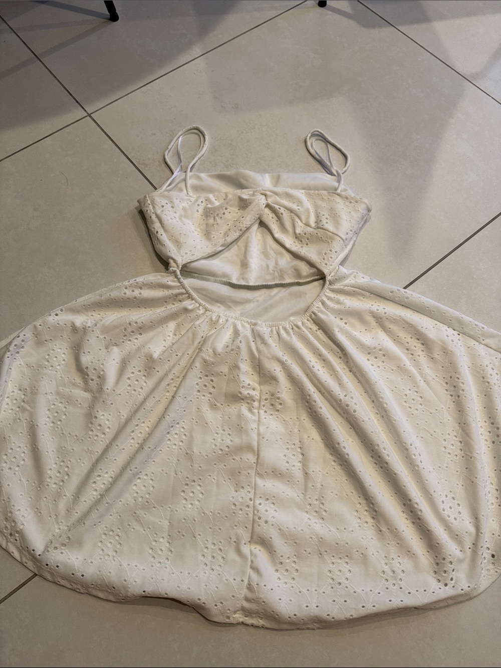 White Eyelet Sundress with Spaghetti Straps - Picture 3 of 6